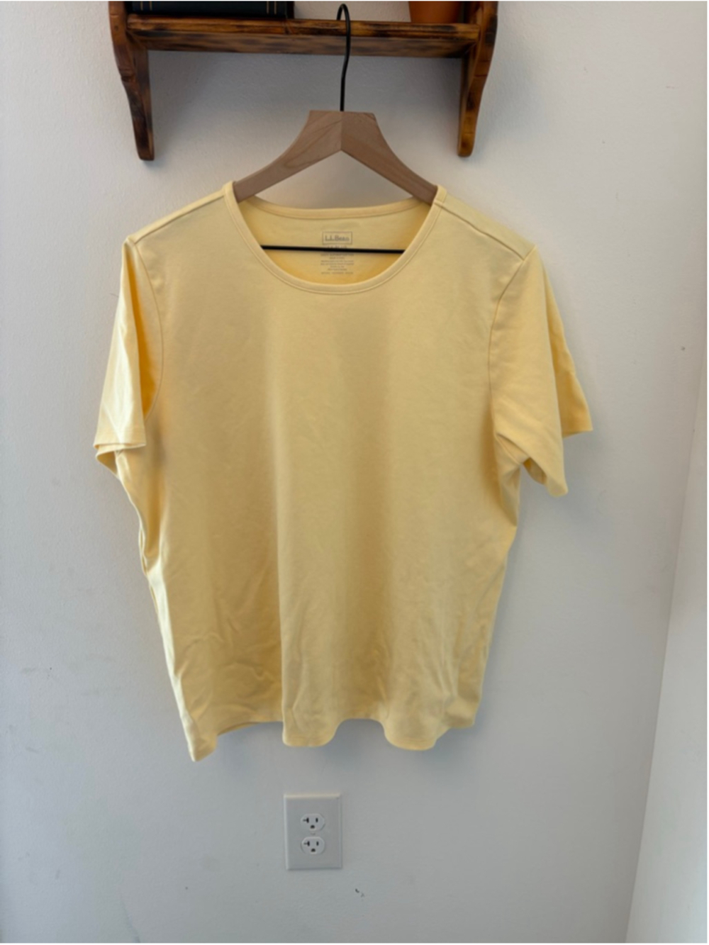 L.L. Bean Pima Cotton Tee Yellow 1X Short Sleeve Crewneck Soft Classic Basic